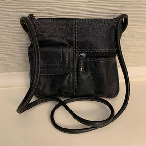 Tignanello Black Leather Crossbody Bag